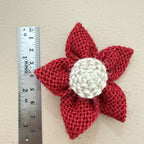Handcrafted Red Burlap Daisy Flower Craft Decor Patch - Pack of 5