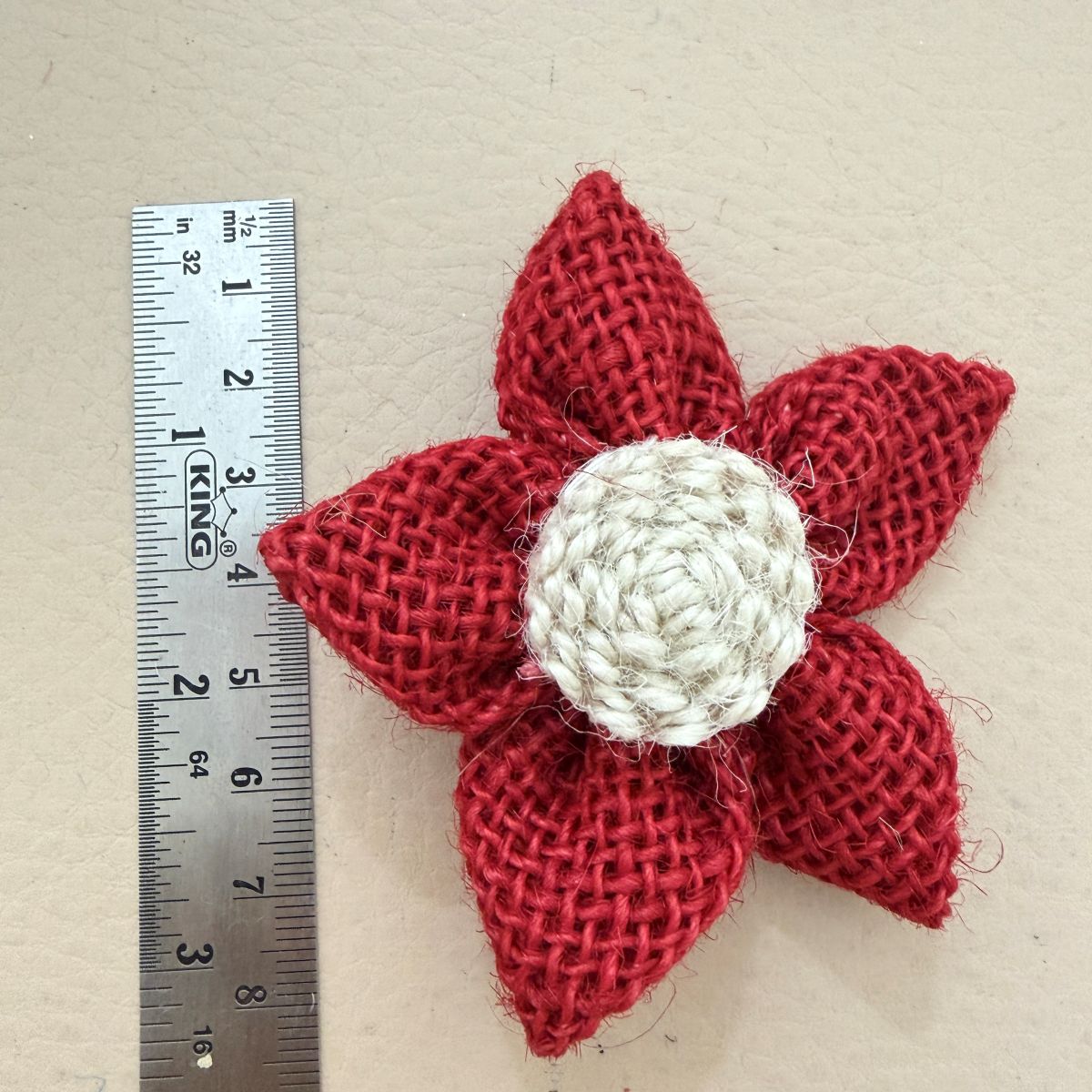 Handcrafted Red Burlap Daisy Flower Craft Decor Patch - Pack of 5