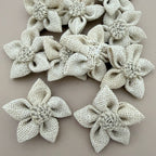 Ivory Burlap Flower Bridal embellished Motifs Patch – Pack of 5