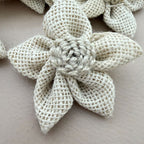 Ivory Burlap Flower Bridal embellished Motifs Patch – Pack of 5