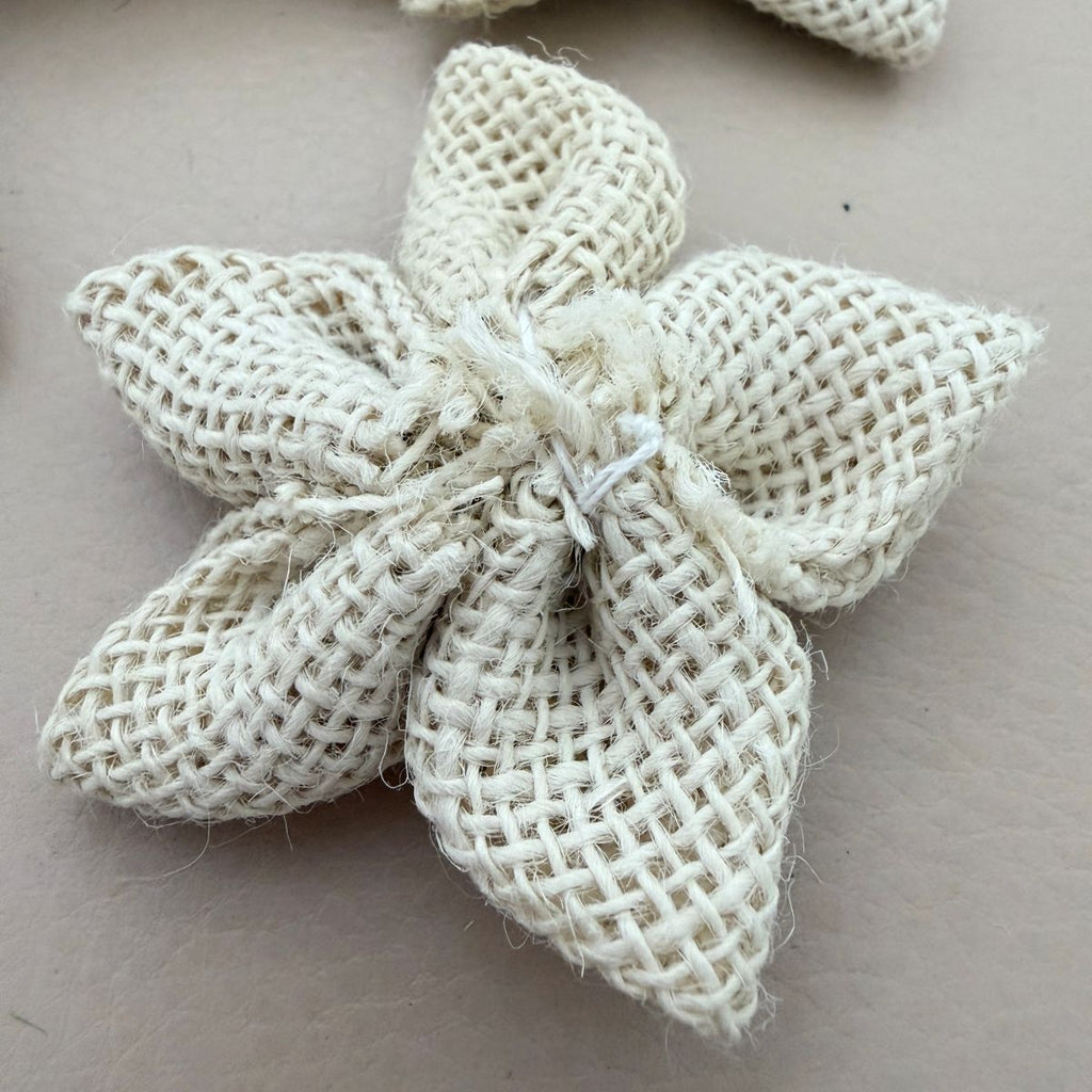 Ivory Burlap Flower Bridal embellished Motifs Patch – Pack of 5