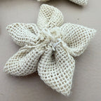 Ivory Burlap Flower Bridal embellished Motifs Patch – Pack of 5