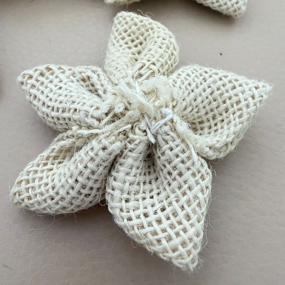 Ivory Burlap Flower Bridal embellished Motifs Patch – Pack of 5