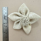 Ivory Burlap Flower Bridal embellished Motifs Patch – Pack of 5
