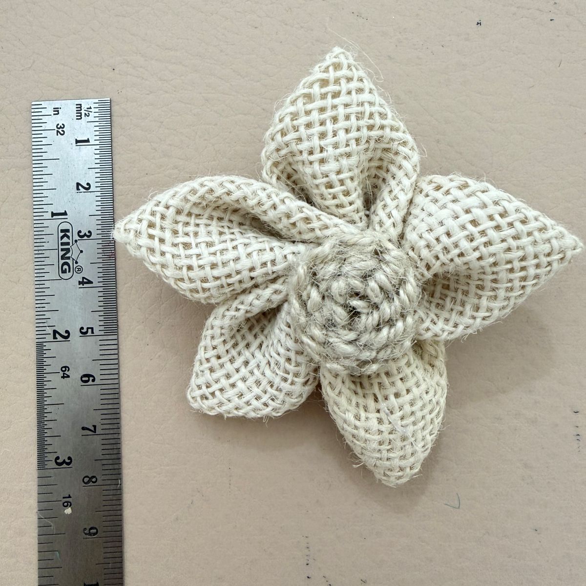 Ivory Burlap Flower Bridal embellished Motifs Patch – Pack of 5