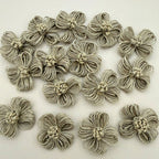 Handcrafted Jute Flower Patch Natural Burlap Appliqué - pack of 5