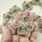 Handcrafted Jute Flower Patch Natural Burlap Appliqué - pack of 5