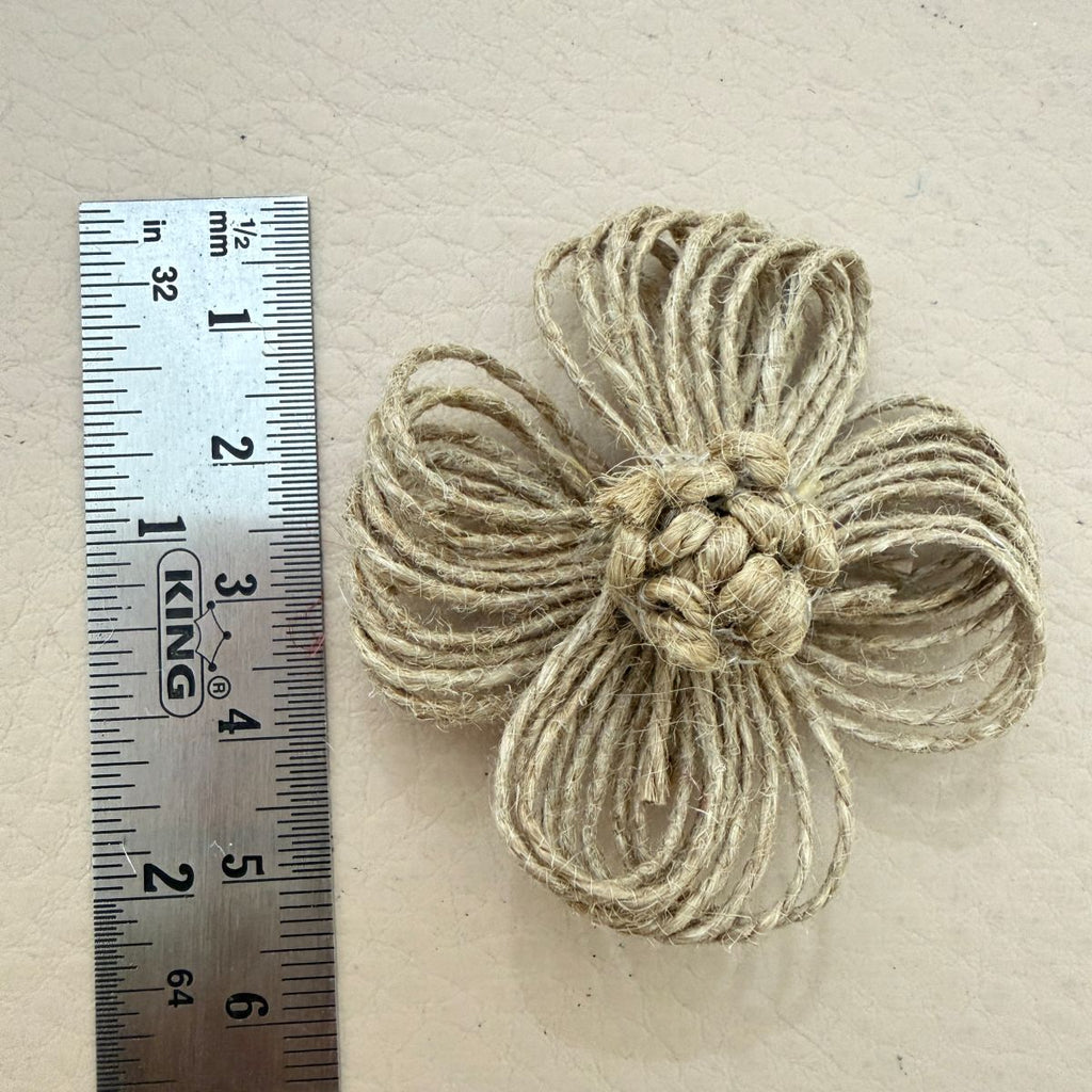 Handcrafted Jute Flower Patch Natural Burlap Appliqué - pack of 5