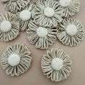 Jute Daisy Flower Patch Handcrafted Cord Appliqué Pack Of 5