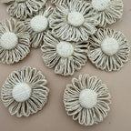 Jute Daisy Flower Patch Handcrafted Cord Appliqué Pack Of 5
