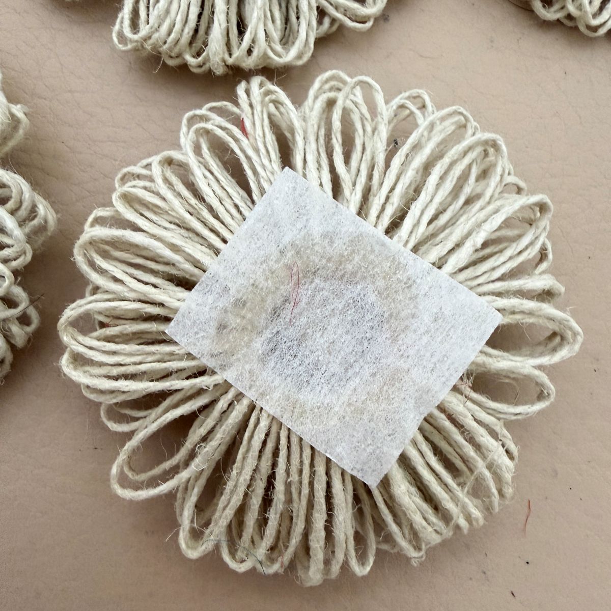 Jute Daisy Flower Patch Handcrafted Cord Appliqué Pack Of 5