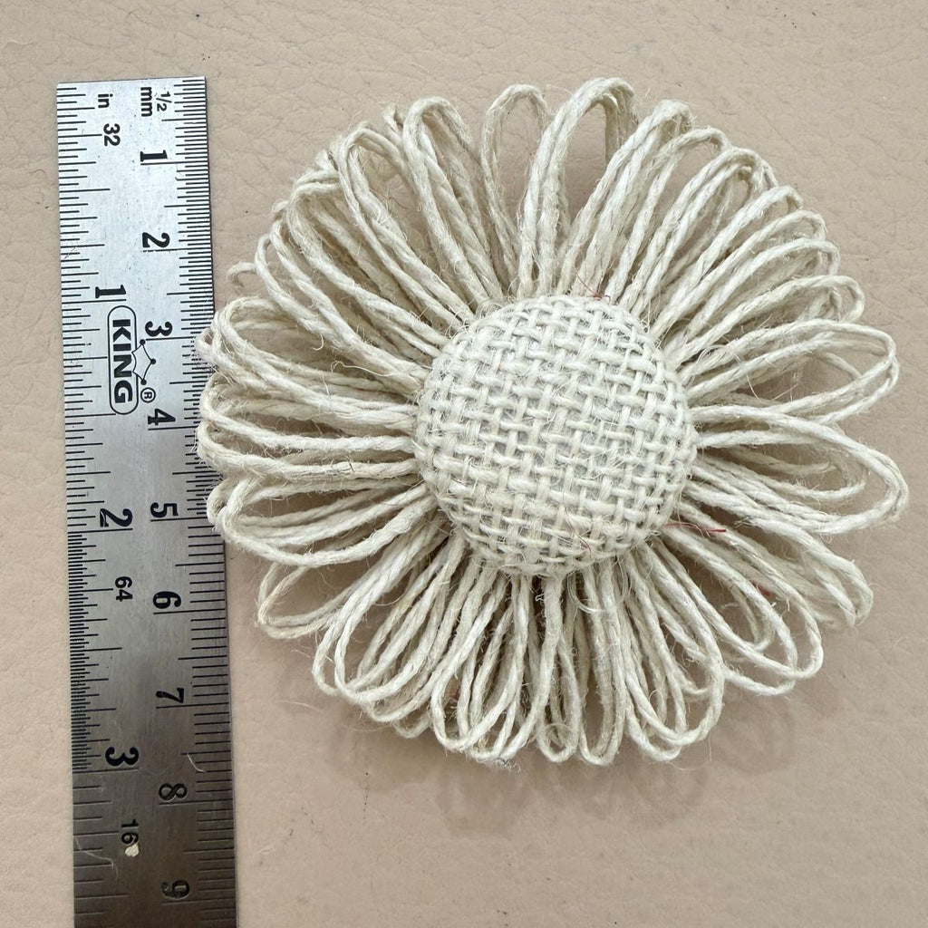 Jute Daisy Flower Patch Handcrafted Cord Appliqué Pack Of 5