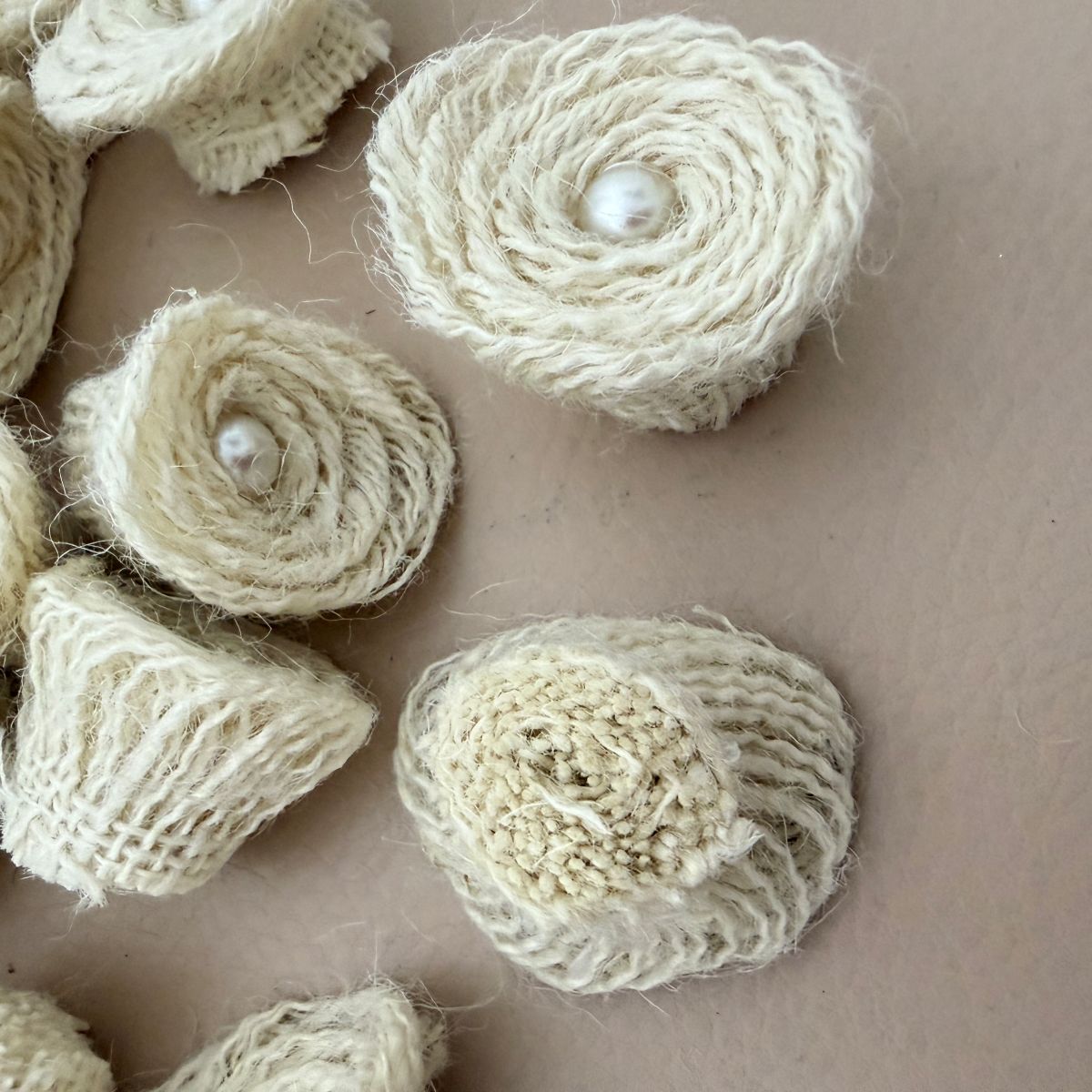Handcrafted Burlap Rose Flower Patches For Rustic Decor Craft - Pack 0f 5