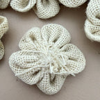 Ivory Burlap Jute Flower Appliqué for Bridal Decor Patch – Pack of 5