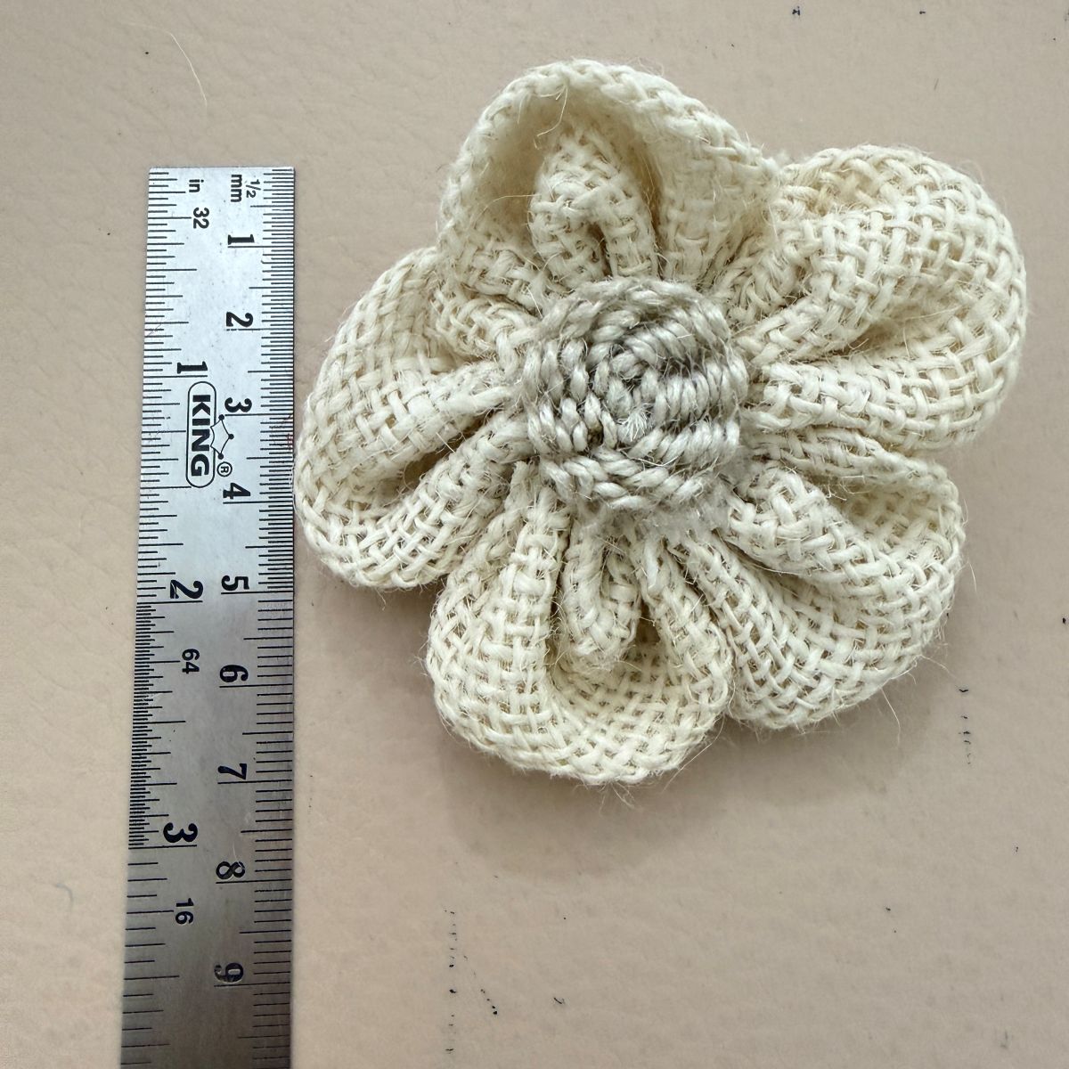 Ivory Burlap Jute Flower Appliqué for Bridal Decor Patch – Pack of 5