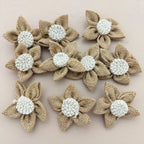 Handcrafted Natural Burlap Daisy Flower Patch Craft Supplies – Pack of 5
