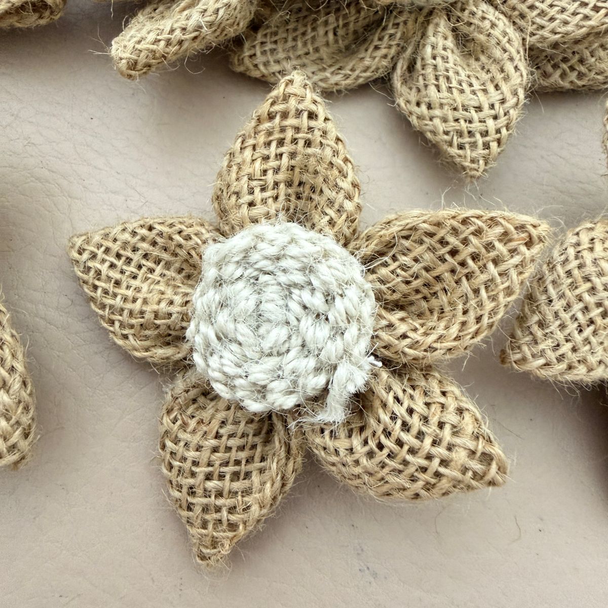 Handcrafted Natural Burlap Daisy Flower Patch Craft Supplies – Pack of 5