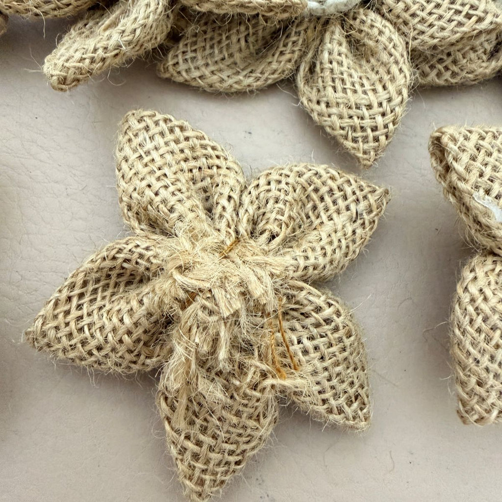 Handcrafted Natural Burlap Daisy Flower Patch Craft Supplies – Pack of 5