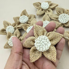 Handcrafted Natural Burlap Daisy Flower Patch Craft Supplies – Pack of 5