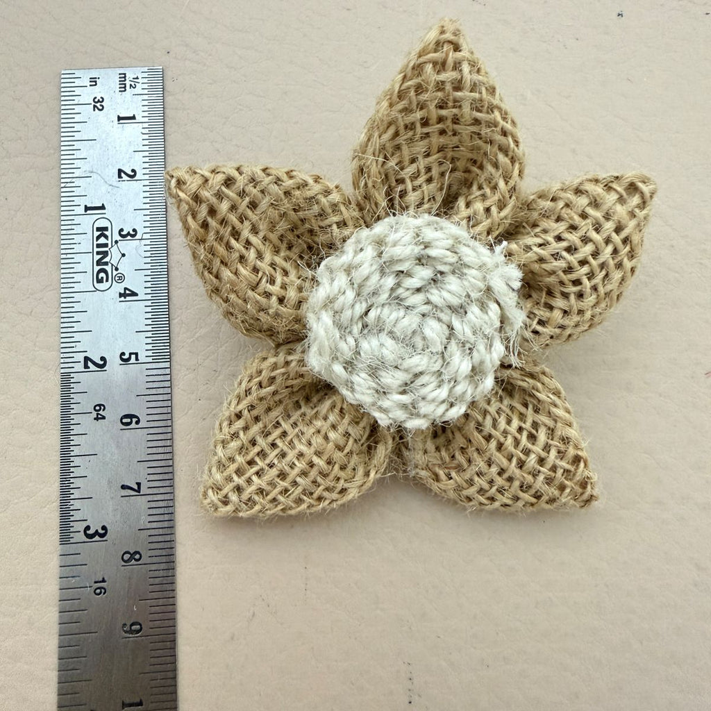 Handcrafted Natural Burlap Daisy Flower Patch Craft Supplies – Pack of 5