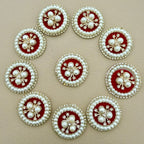 Pearl and rhinestone round embellishment patches in bulk – red velvet base