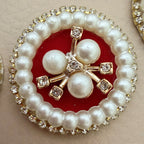 Set of 10 round pearl rhinestone embellishment patches arranged in a circle