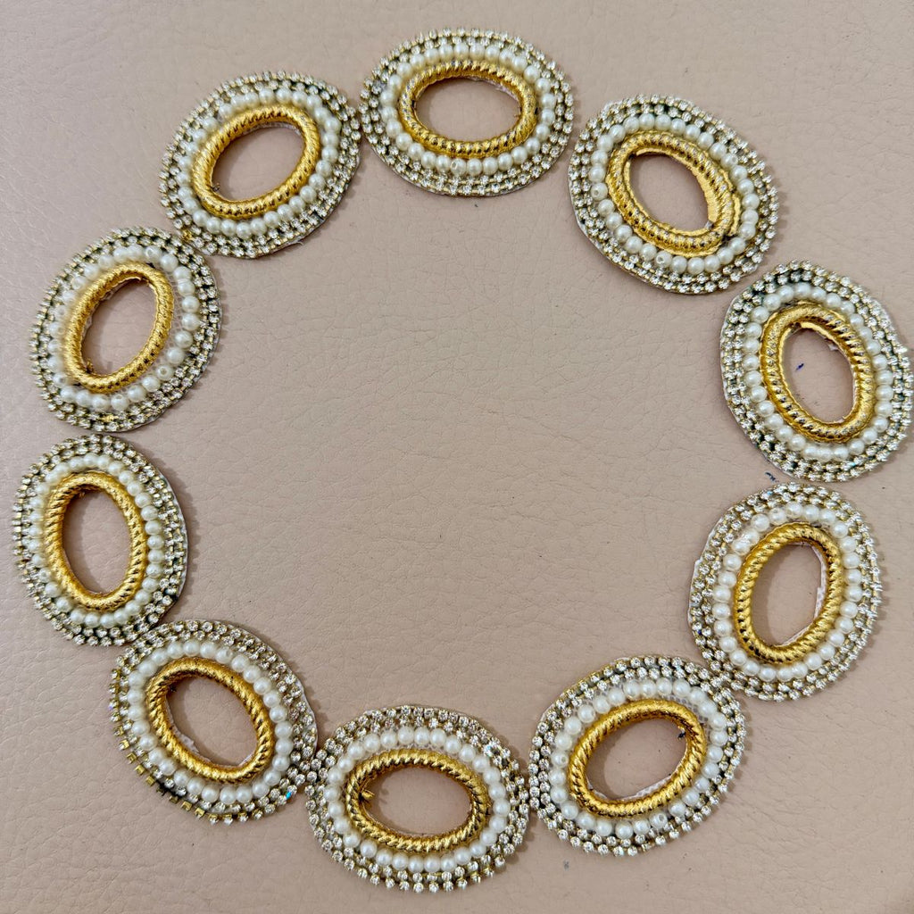 Oval Pearl & Rhinestone Embellishment Patch- pack of 10