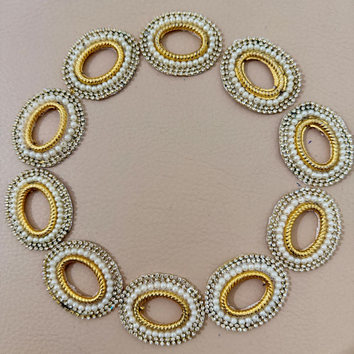 Oval Pearl & Rhinestone Embellishment Patch- pack of 10