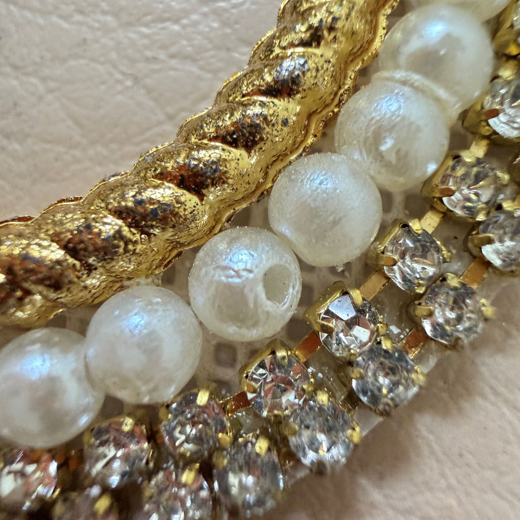 Oval Pearl & Rhinestone Embellishment Patch- pack of 10