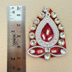 Close-up of crystal rhinestone and pearl bead detail