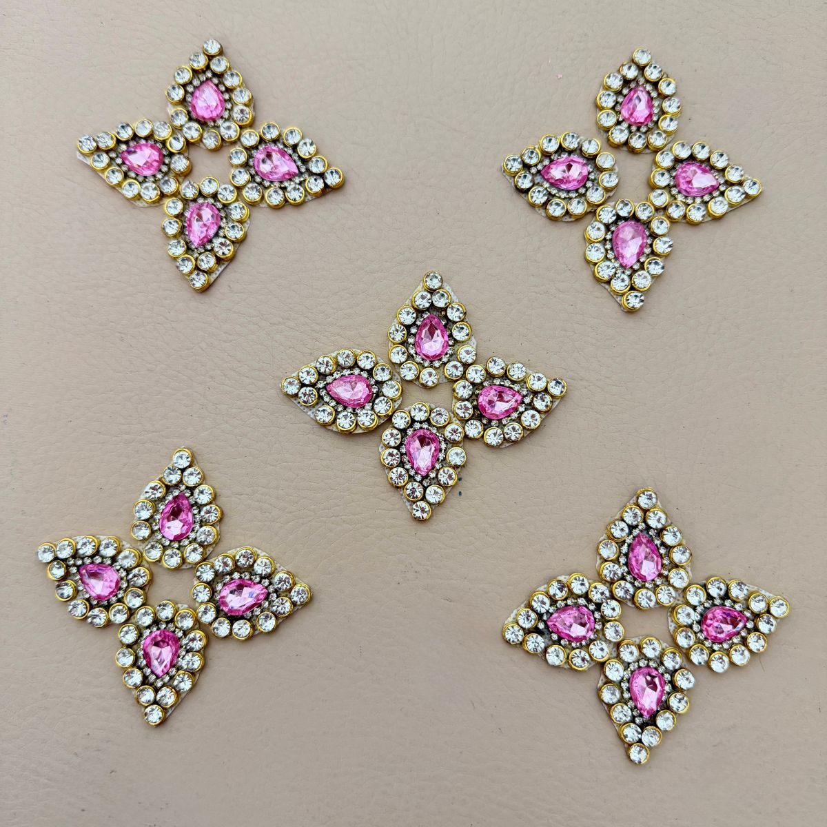 Pink Crystal Rhinestone ethnic wear Embellished Patch-pack of 25