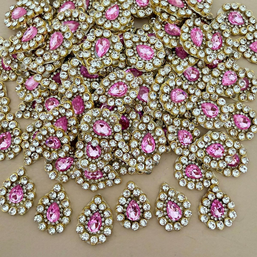 Pink Crystal Rhinestone ethnic wear Embellished Patch-pack of 25