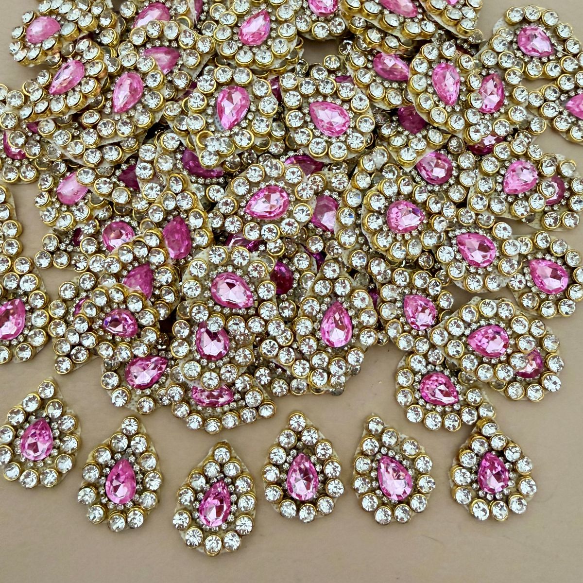 Pink Crystal Rhinestone ethnic wear Embellished Patch-pack of 25