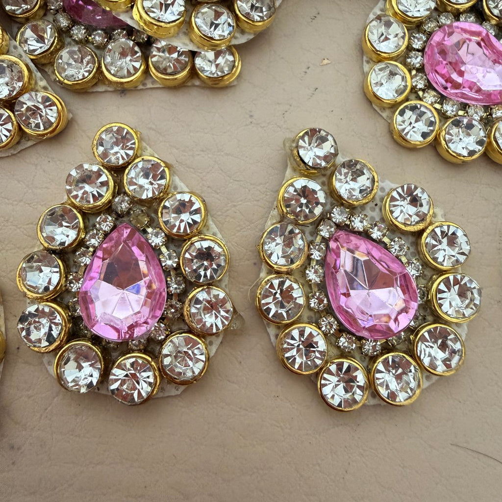 Pink Crystal Rhinestone ethnic wear Embellished Patch-pack of 25