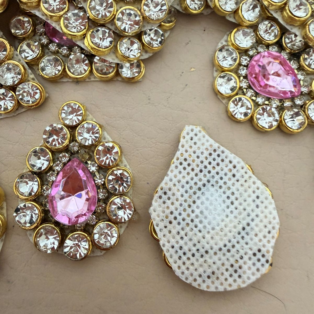 Pink Crystal Rhinestone ethnic wear Embellished Patch-pack of 25