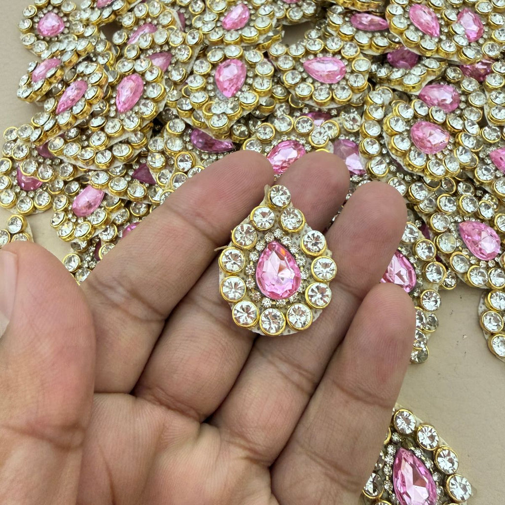 Pink Crystal Rhinestone ethnic wear Embellished Patch-pack of 25