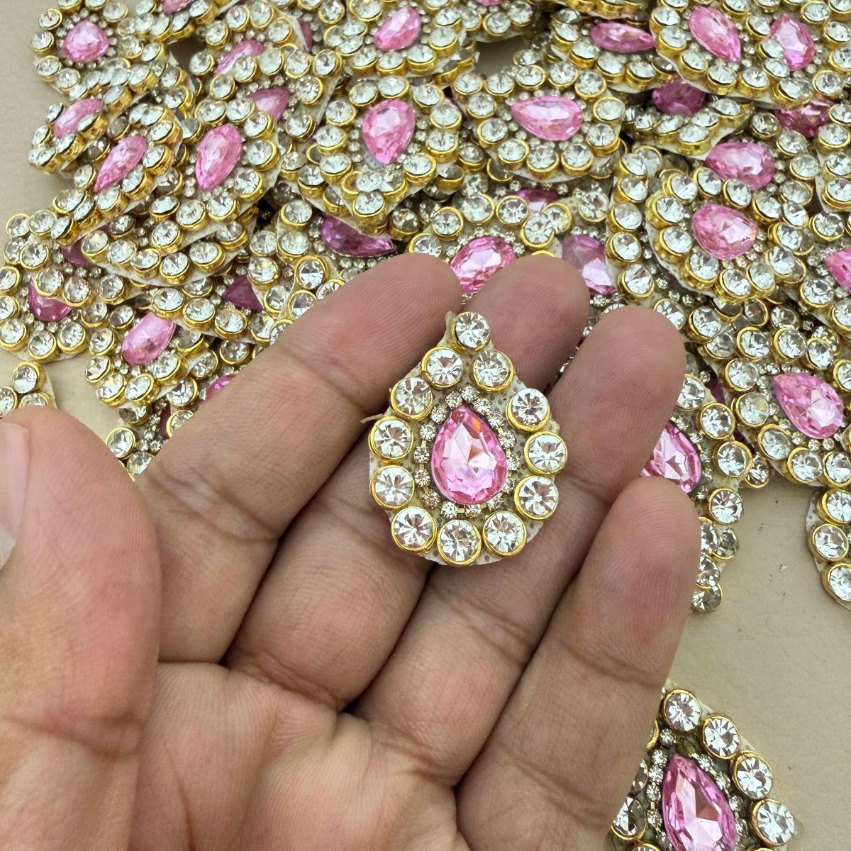Pink Crystal Rhinestone ethnic wear Embellished Patch-pack of 25