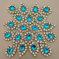 Blue Crystal Rhinestone Lehenga Embellished Rustic Decor Patch- Pack Of 20