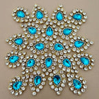 Blue Crystal Rhinestone Lehenga Embellished Rustic Decor Patch- Pack Of 20