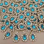 Blue Crystal Rhinestone Lehenga Embellished Rustic Decor Patch- Pack Of 20