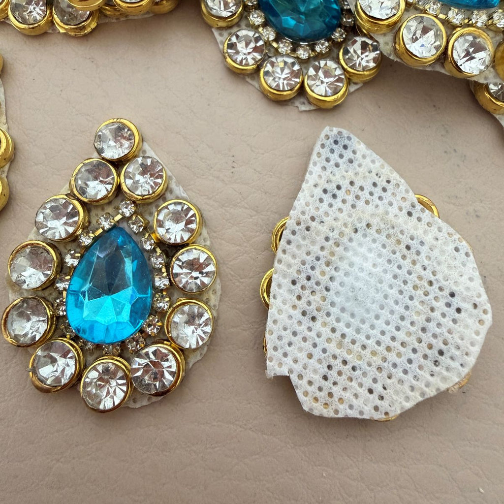 Blue Crystal Rhinestone Lehenga Embellished Rustic Decor Patch- Pack Of 20