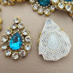 Blue Crystal Rhinestone Lehenga Embellished Rustic Decor Patch- Pack Of 20