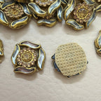 Gold Enamel Flower Rhinestone Patch- pack of 25