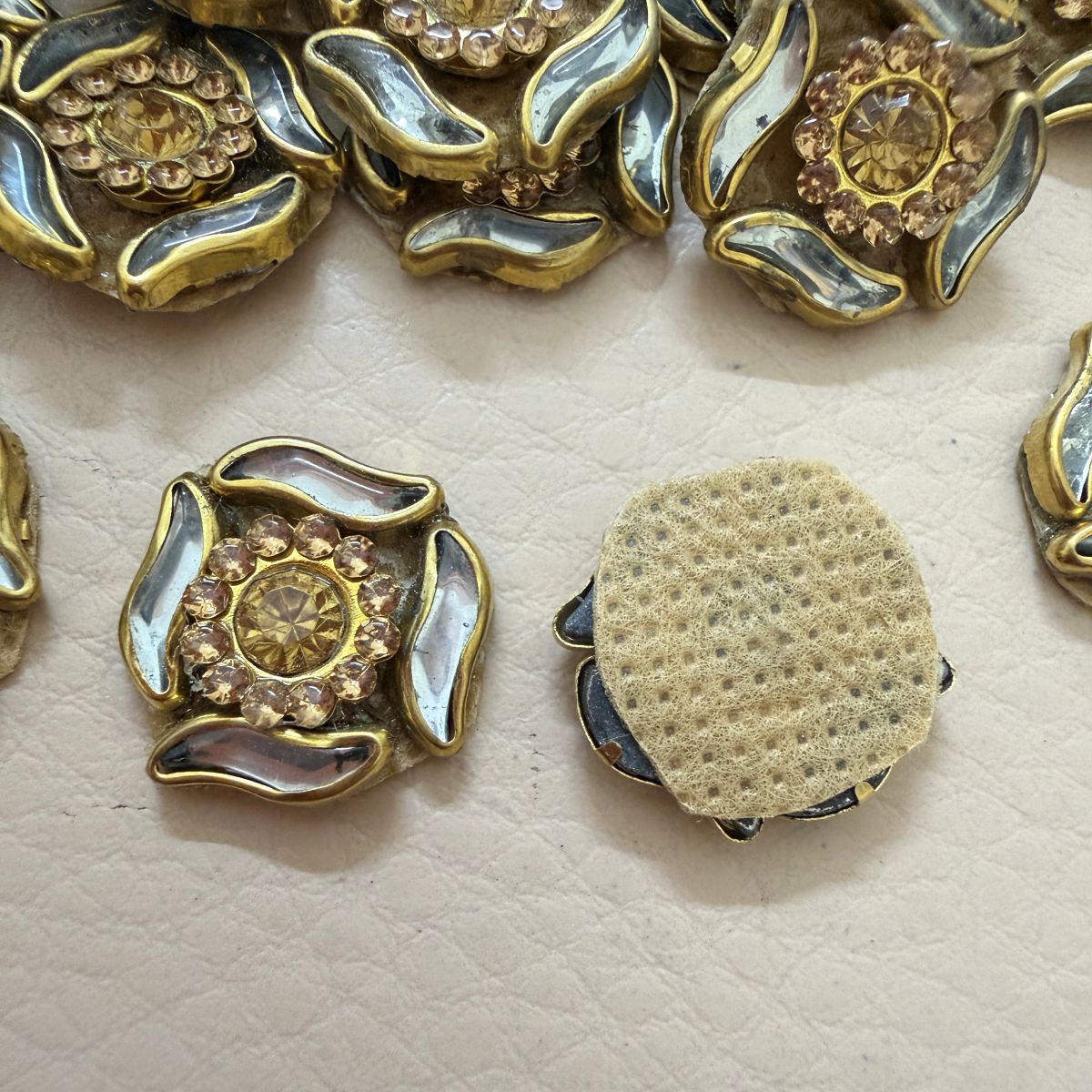 Gold Enamel Flower Rhinestone Patch- pack of 25