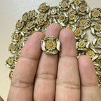 Gold Enamel Flower Rhinestone Patch- pack of 25