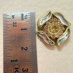 Gold Enamel Flower Rhinestone Patch- pack of 25