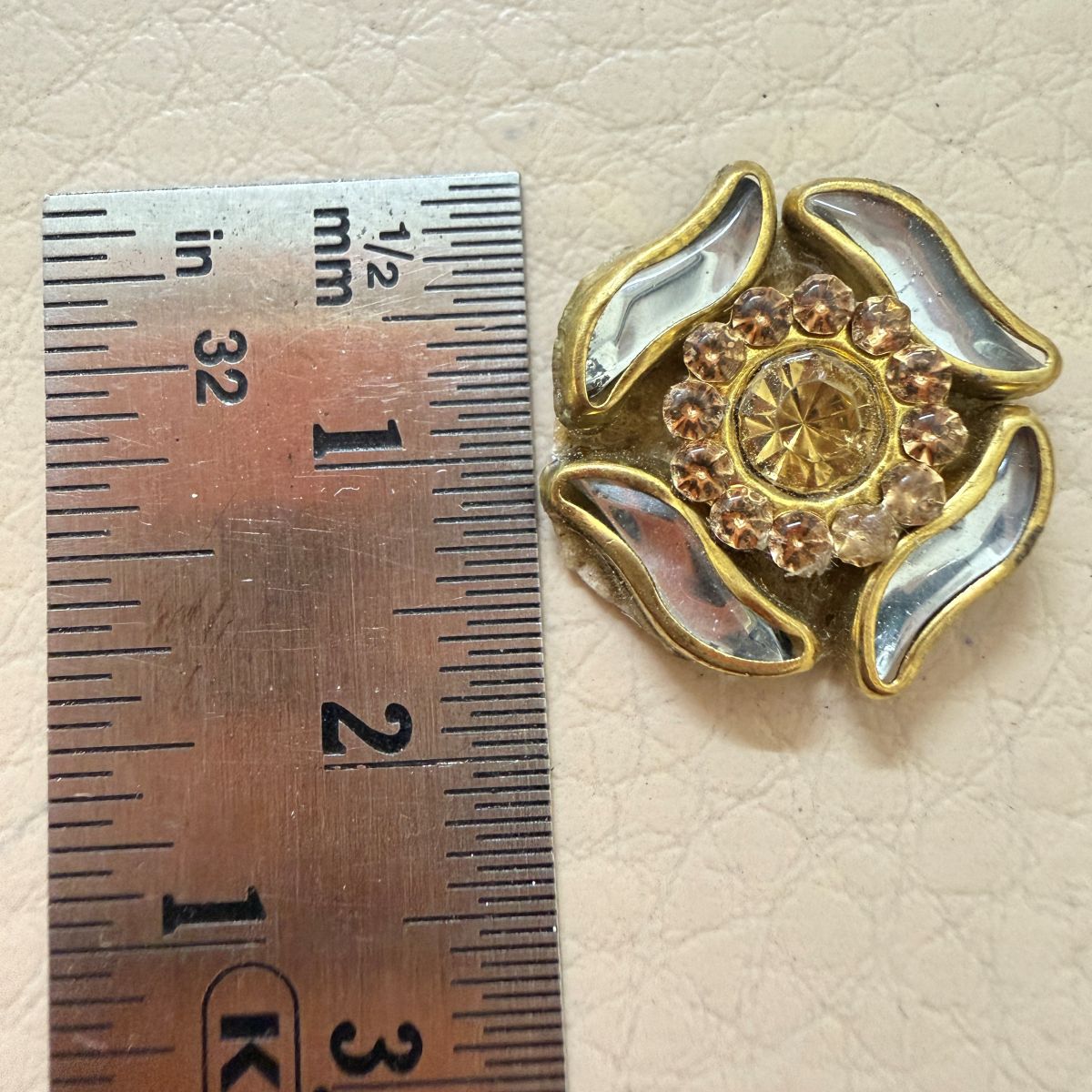 Gold Enamel Flower Rhinestone Patch- pack of 25