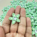 Green Rhinestone Flower Patch – Pack of 25 | Crystal Centre Bead Embellishment