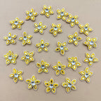 Yellow Rhinestone Flower Patch  Crystal Centre Bead Embellishment Pack of 25