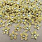 Yellow Rhinestone Flower Patch  Crystal Centre Bead Embellishment Pack of 25